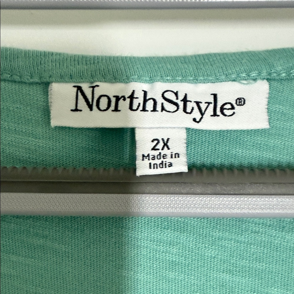 NorthStyle cotton henley tee with embroidered sleeves - Picture 2 of 7